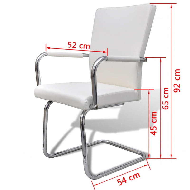 Cantilever Dining Chairs 4 pcs White Faux Leather