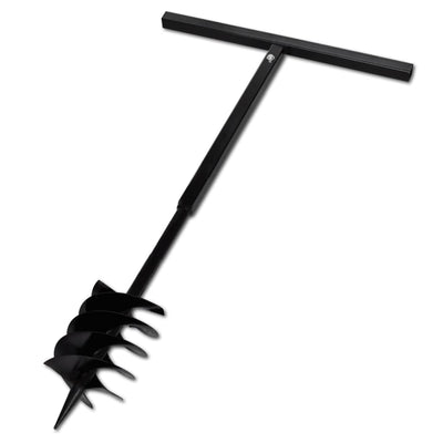 Ground Drill with Handle Auger Bit 180mm 3 Spirals Steel Black