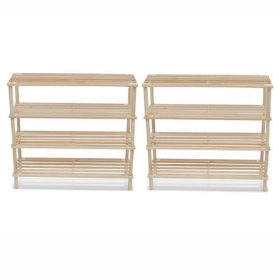 4-Tier Shoe Racks 2 pcs Solid Fir Wood