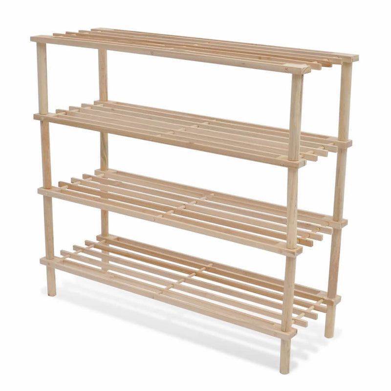 4-Tier Shoe Racks 2 pcs Solid Fir Wood