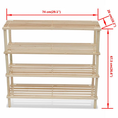 4-Tier Shoe Racks 2 pcs Solid Fir Wood