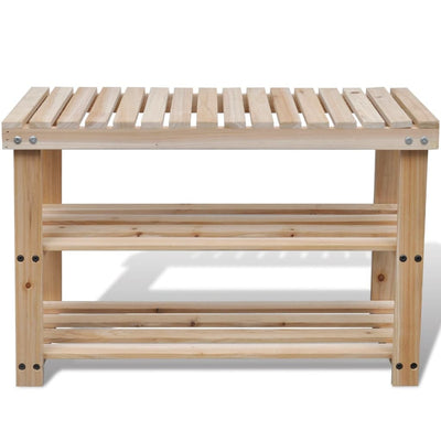 2-in-1 Shoe Rack with Bench Top Solid Fir Wood