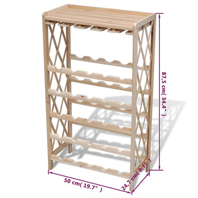 Wine Rack for 25 Bottles Solid Fir Wood