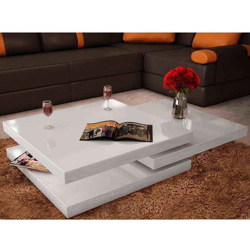 Coffee Table 3 Tiers High Gloss White