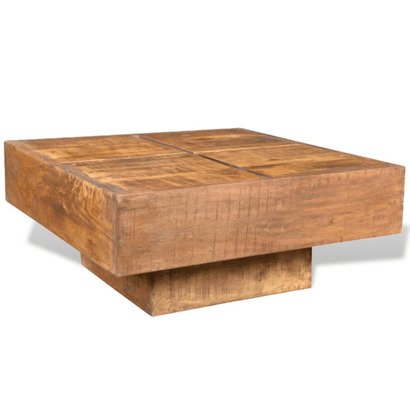 Coffee Table Brown Square Solid Mango Wood