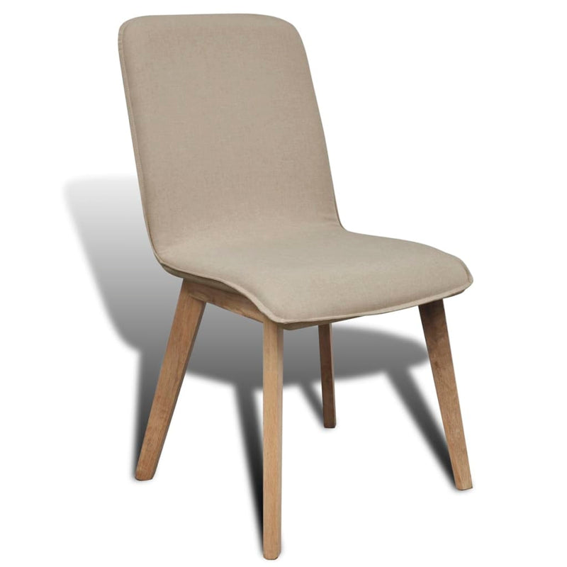 vidaXL Dining Chairs 2 pcs Beige Fabric and Solid Oak Wood