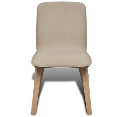 vidaXL Dining Chairs 2 pcs Beige Fabric and Solid Oak Wood