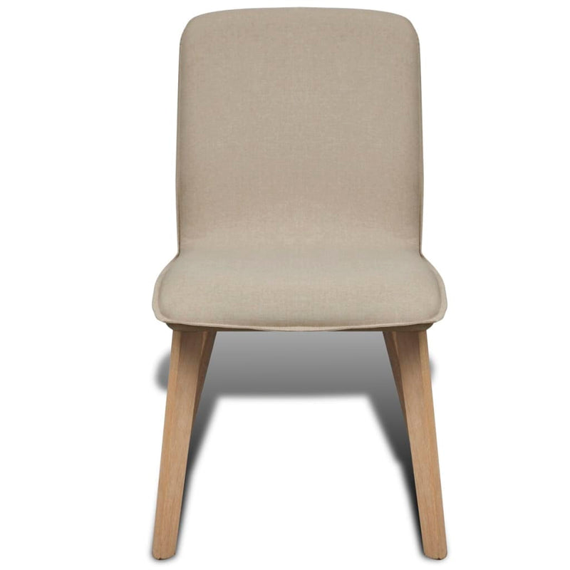 vidaXL Dining Chairs 2 pcs Beige Fabric and Solid Oak Wood