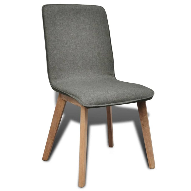 Dining Chairs 4 pcs Light Grey Fabric and Solid Oak Wood