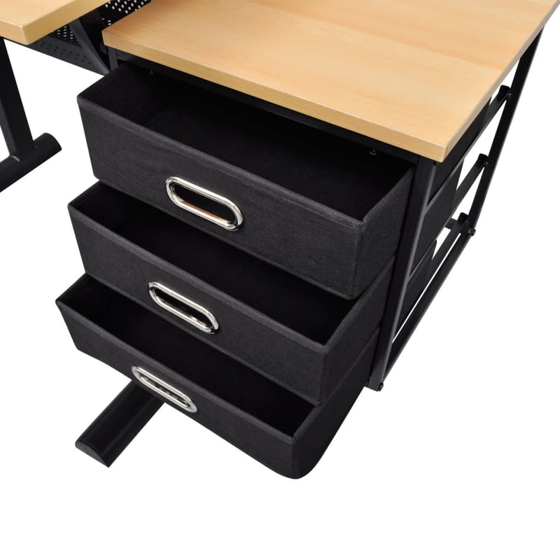 Three Drawers Drawing Table with Stool