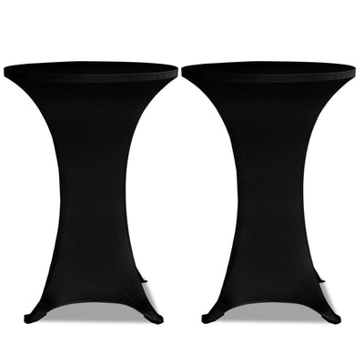 Standing Table Cover Ø 60 cm Black Stretch 2 pcs