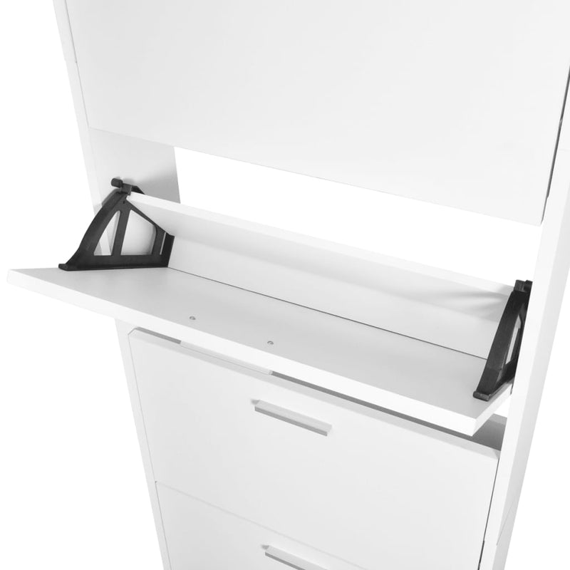 White Wooden Shoe Cabinet with 5 Compartments