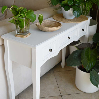 Dressing Console Table with Three Drawers White