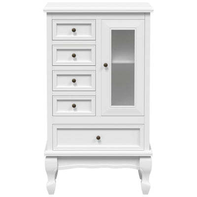 Cabinet with 5 Drawers 2 Shelves White