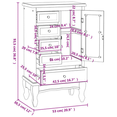 Cabinet with 5 Drawers 2 Shelves White