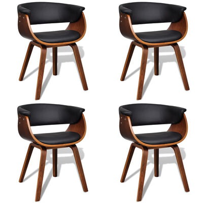 Dining Chairs 4 pcs Bent Wood and Faux Leather