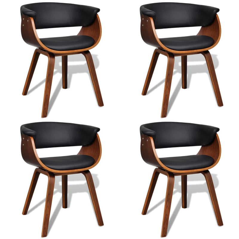 Dining Chairs 4 pcs Bent Wood and Faux Leather