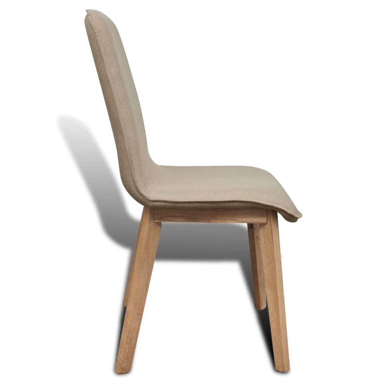 Dining Chairs 6 pcs Beige Fabric and Solid Oak Wood