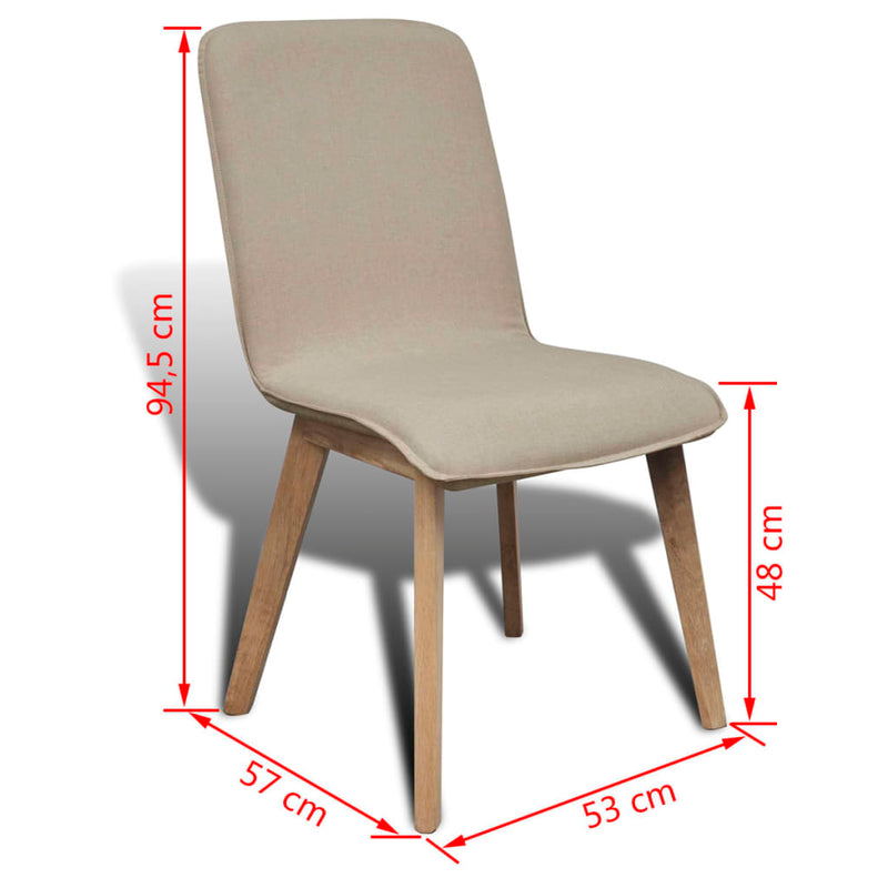 Dining Chairs 6 pcs Beige Fabric and Solid Oak Wood