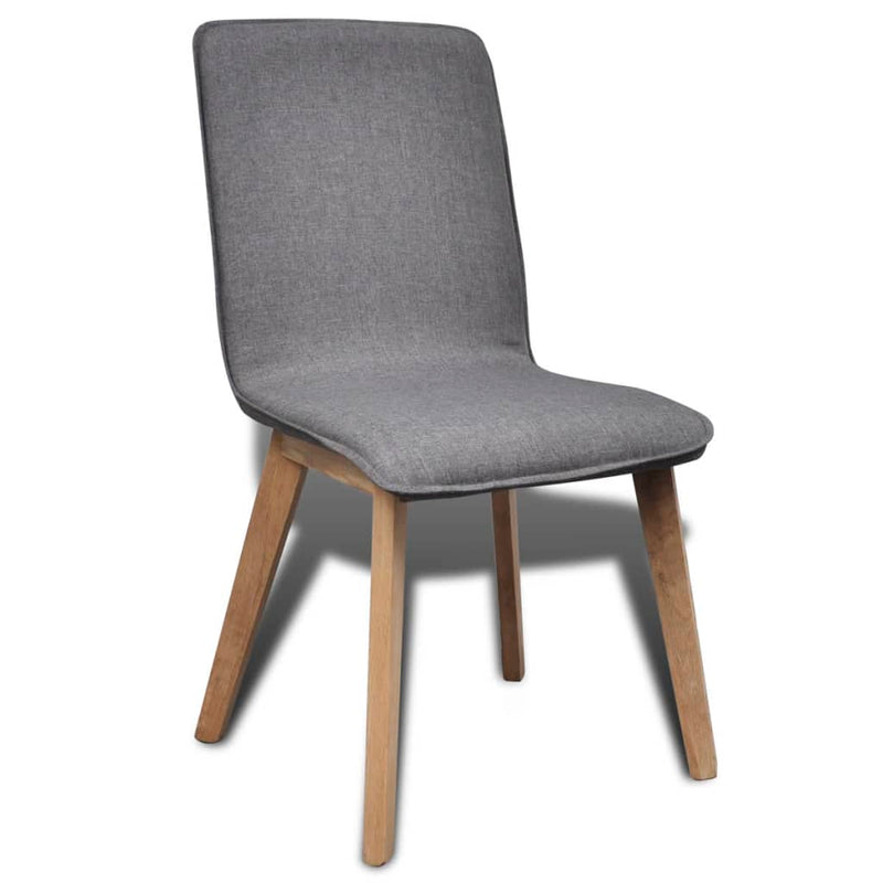 Dining Chairs 6 pcs Light Grey Fabric and Solid Oak Wood (241153+241154)