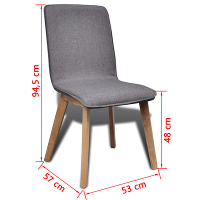 Dining Chairs 6 pcs Light Grey Fabric and Solid Oak Wood (241153+241154)