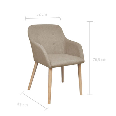 Dining Chairs 4 pcs with Oak Frame Beige Fabric and Solid Oak Wood