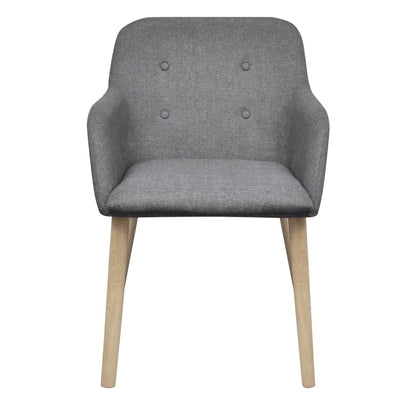 Dining Chairs 4 pcs Light Grey Fabric and Solid Oak Wood