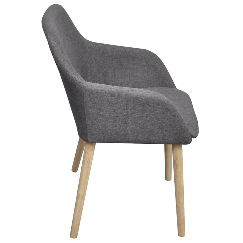 Dining Chairs 4 pcs Light Grey Fabric and Solid Oak Wood