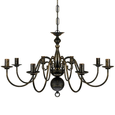 Antique Black Metal Chandelier 8 x E14 Bulbs