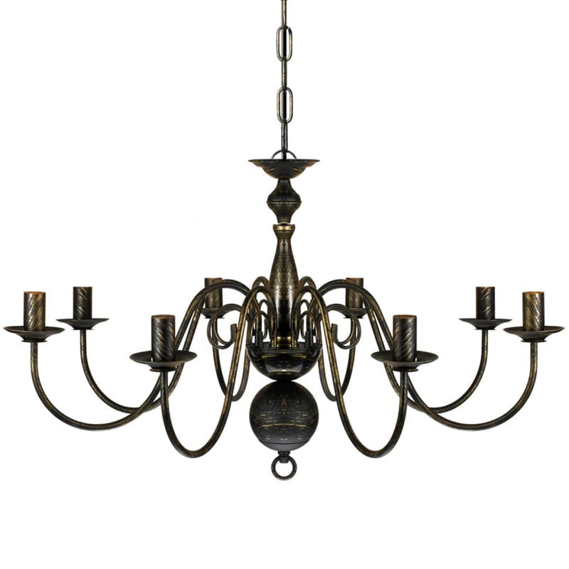 Antique Black Metal Chandelier 8 x E14 Bulbs