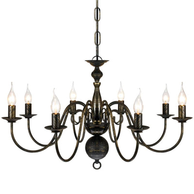 Antique Black Metal Chandelier 8 x E14 Bulbs