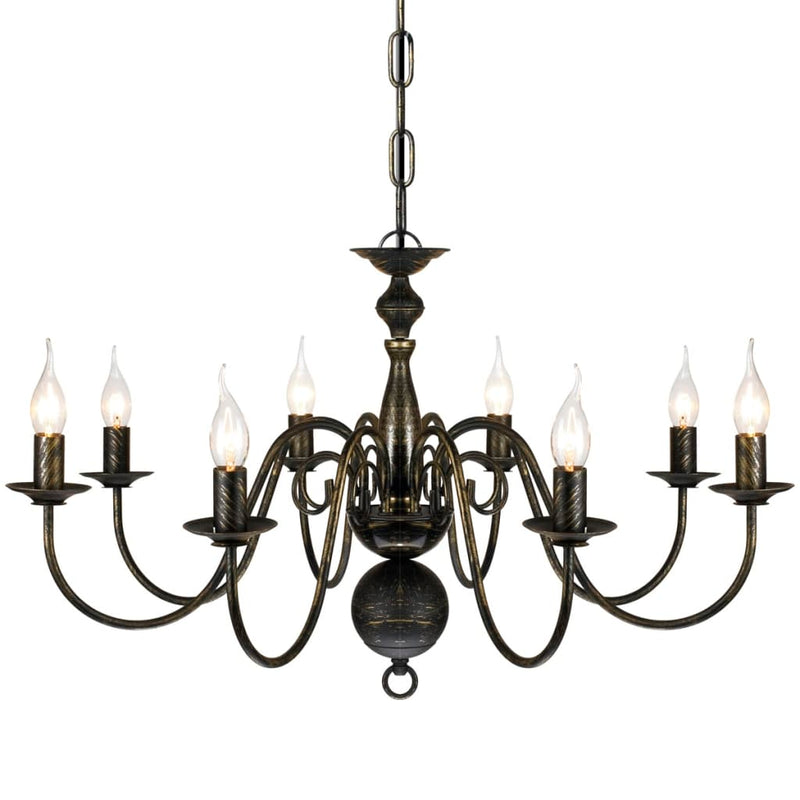 Antique Black Metal Chandelier 8 x E14 Bulbs