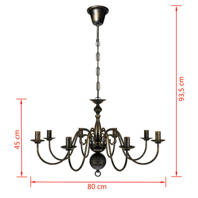 Antique Black Metal Chandelier 8 x E14 Bulbs