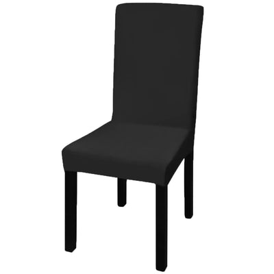 6 pcs Black Straight Stretchable Chair Cover