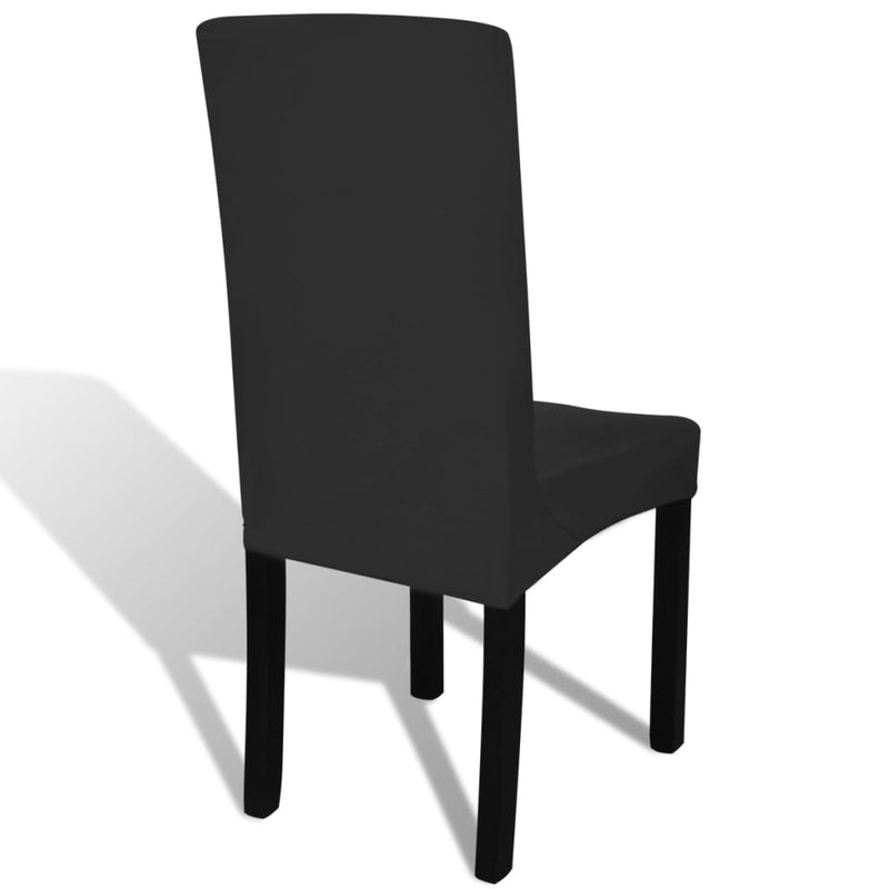 6 pcs Black Straight Stretchable Chair Cover