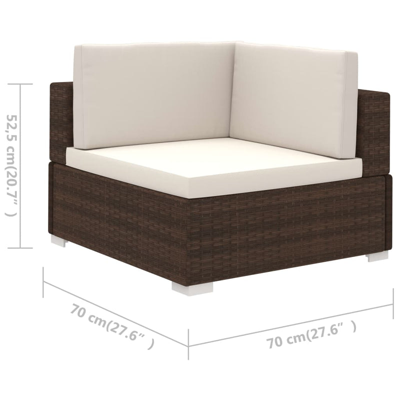 6 Piece Garden Lounge Set with Cushions Poly Rattan Brown