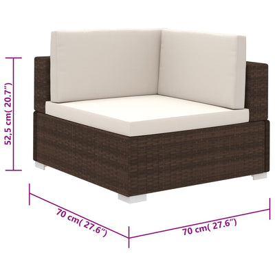 8 Piece Garden Lounge Set with Cushions Poly Rattan Brown