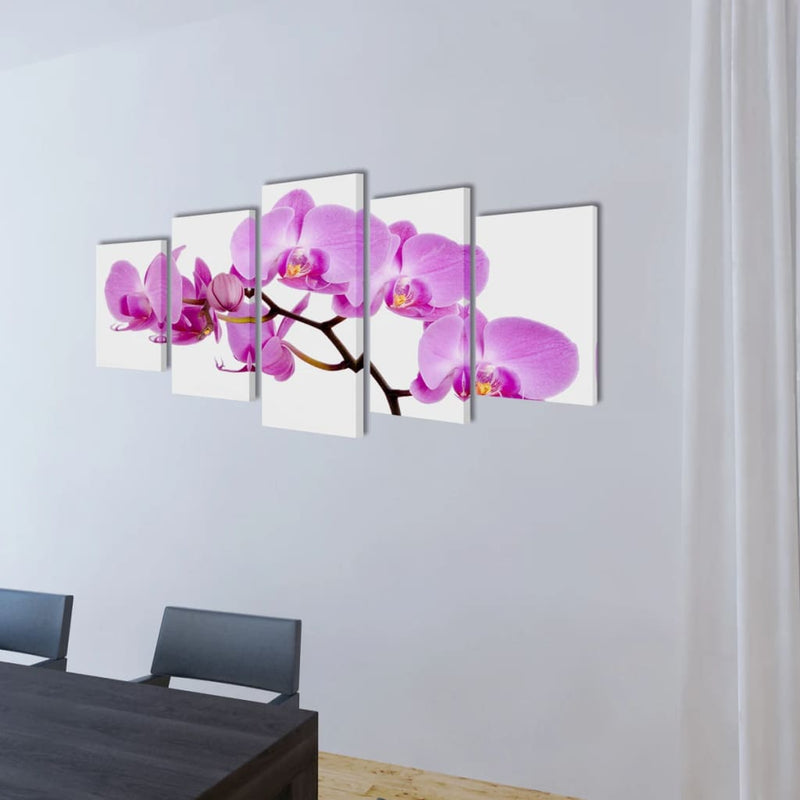 Canvas Wall Print Set Orchid 200 x 100 cm