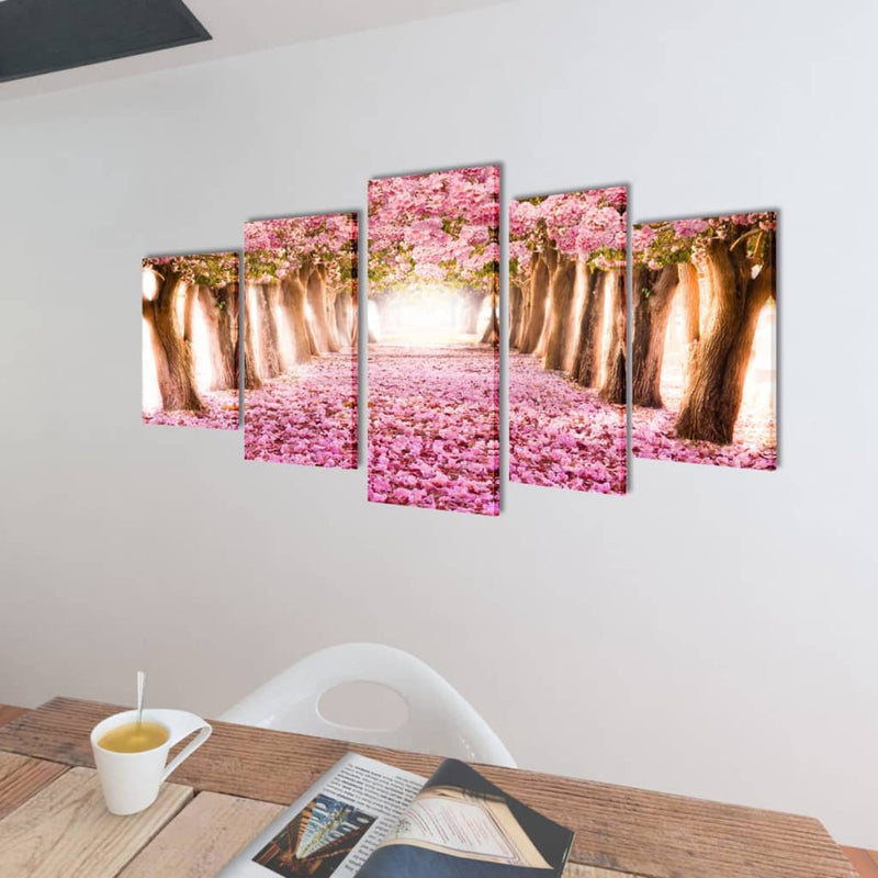 Canvas Wall Print Set Cherry Blossom 200 x 100 cm