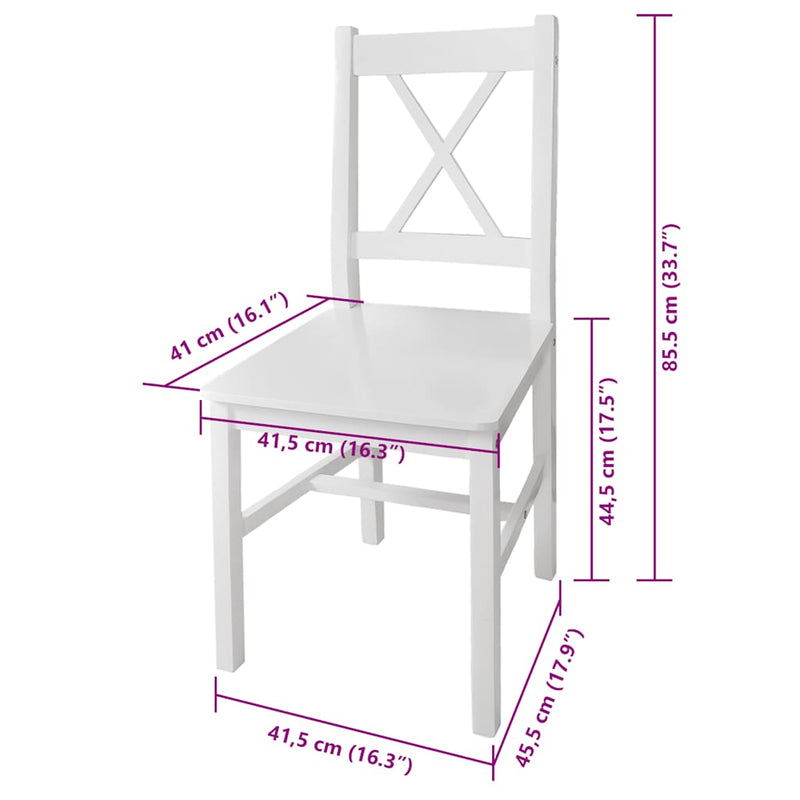 Dining Chairs 4 pcs White Pinewood