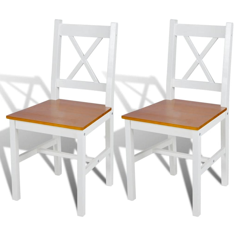 Dining Chairs 2 pcs White Pinewood