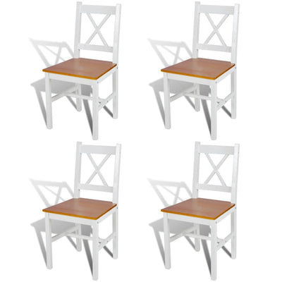 Dining Chairs 4 pcs White Pinewood