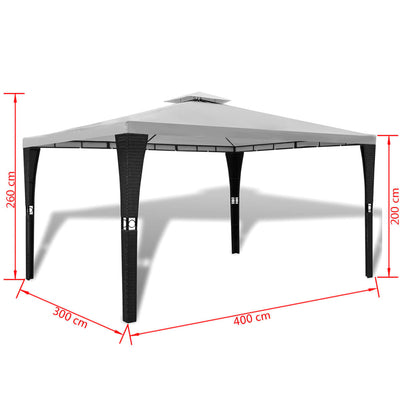 Poly Rattan Gazebo with Cream White Roof 3 x 4 m