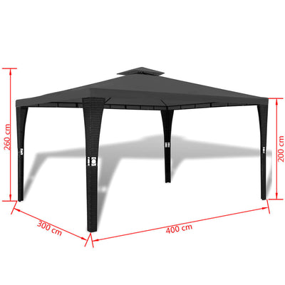 Poly Rattan Gazebo with Dark Grey Roof 3 x 4 m