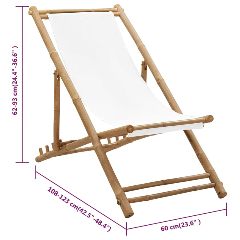 Outdoor Deck Chair Bamboo and Canvas