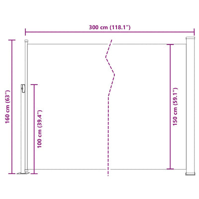 Patio Retractable Side Awning 160 x 300 cm Grey