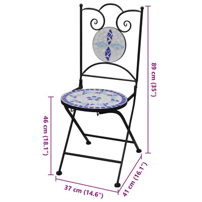 Folding Bistro Chairs 2 pcs Ceramic Blue and White