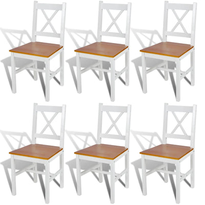 Dining Chairs 6 pcs White Pinewood