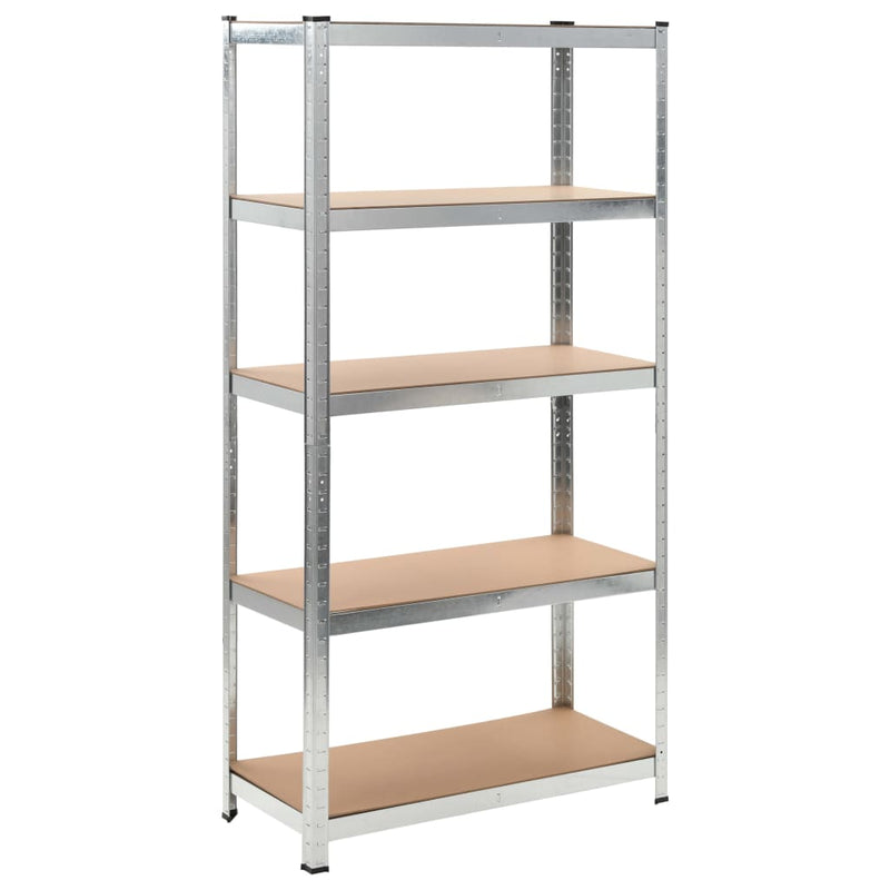 5-Layer Heavy-duty Shelves 5 pcs Silver Steel&Engineered Wood