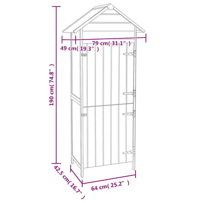 Garden Storage Cabinet Brown 42.5x64x190 cm